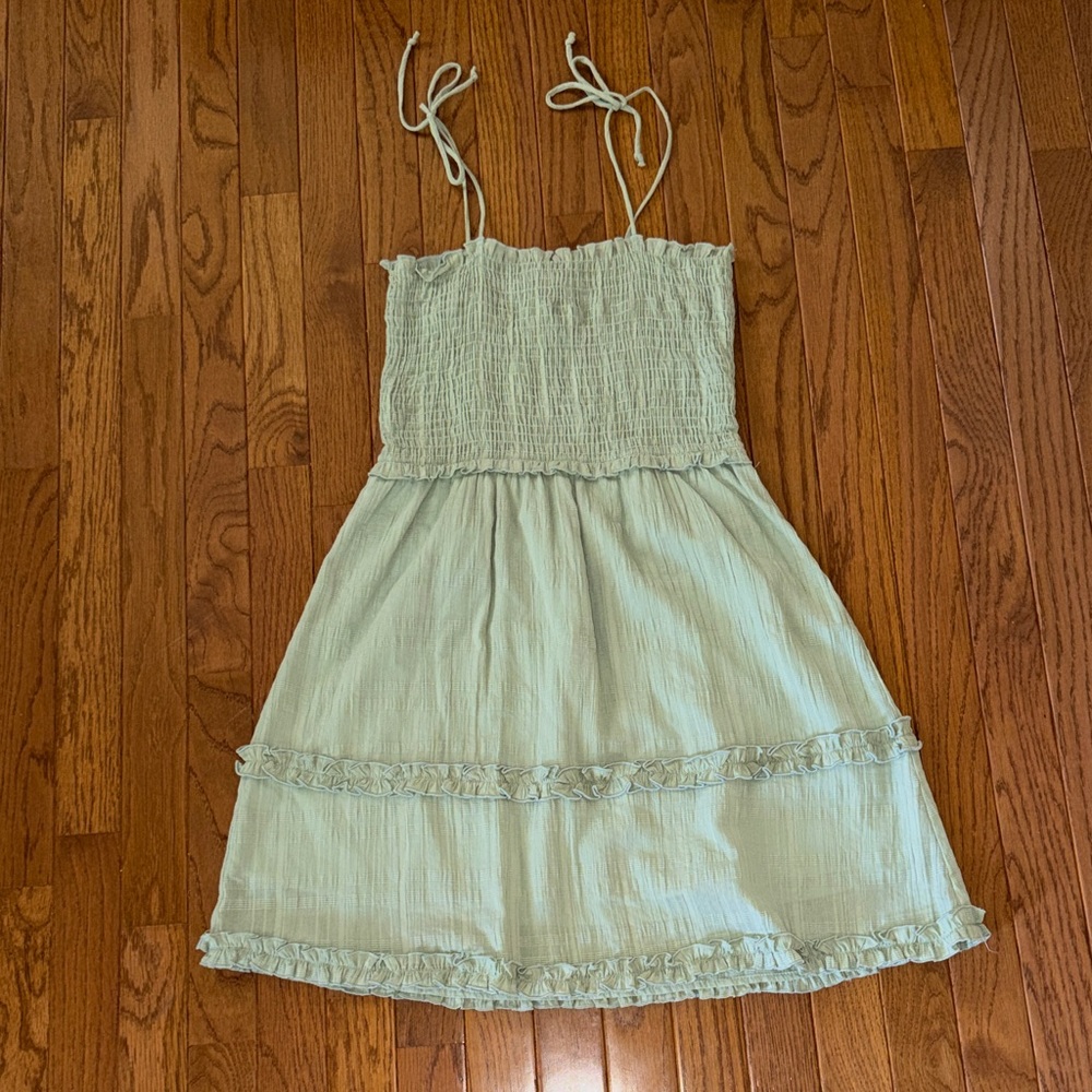 Pink Lily Mint Green Smocked Mini Sundress with Tie Straps